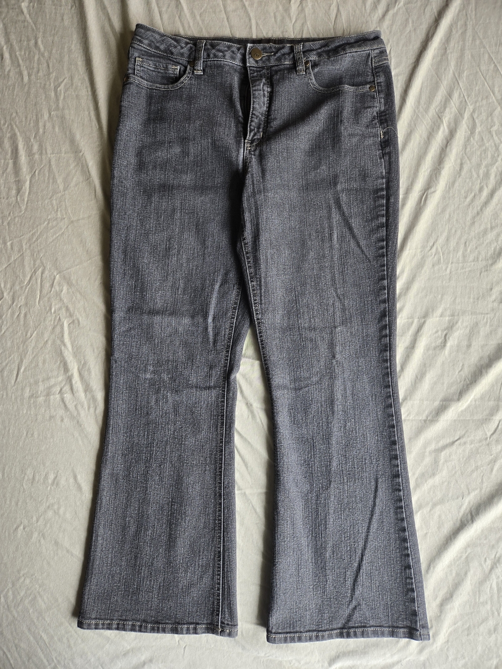 Denver Hayes Gray Flare Wide-Leg Jeans US 12